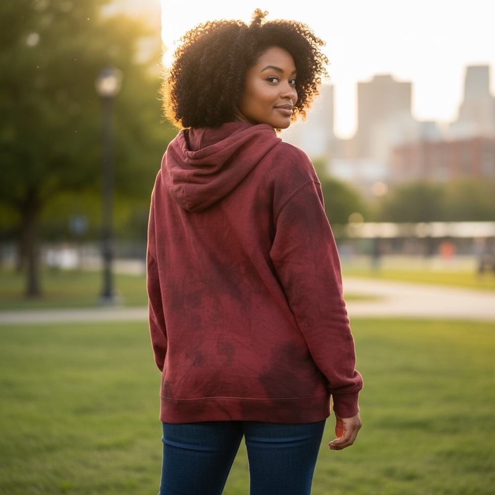 Hudson Jeans Deep Red V-Neck Hooded Sweatshirt